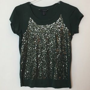 Calvin Klein green sequin tee